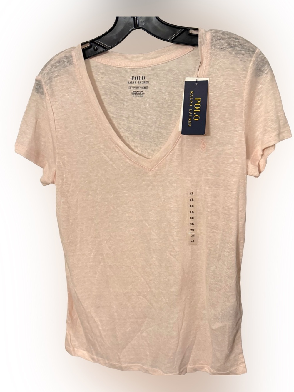 Polo Ralph Lauren Women’s Linen Tee Shirt Pink Short Sleeves Sz XS NWT